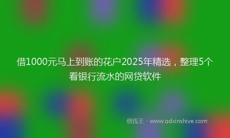 借1000元马上到账的花户2025年精选，整理5个看银行流水的网贷软件