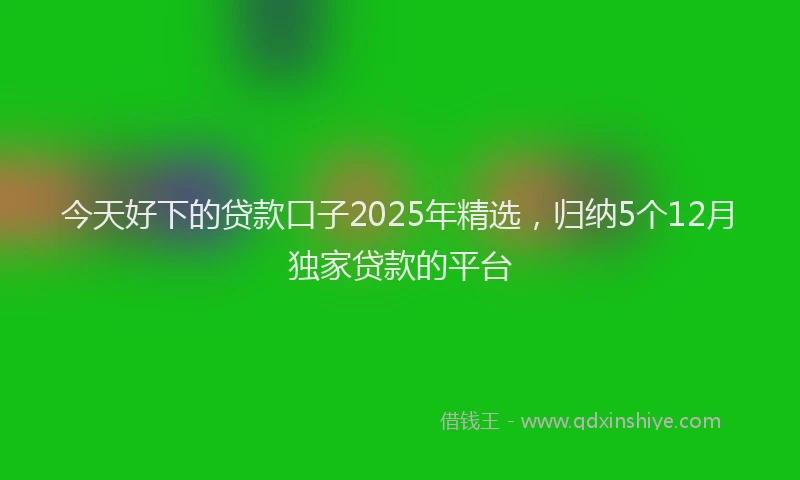 今天好下的贷款口子2025年精选，归纳5个12月独家贷款的平台