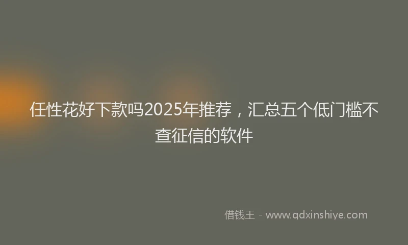 任性花好下款吗2025年推荐，汇总五个低门槛不查征信的软件