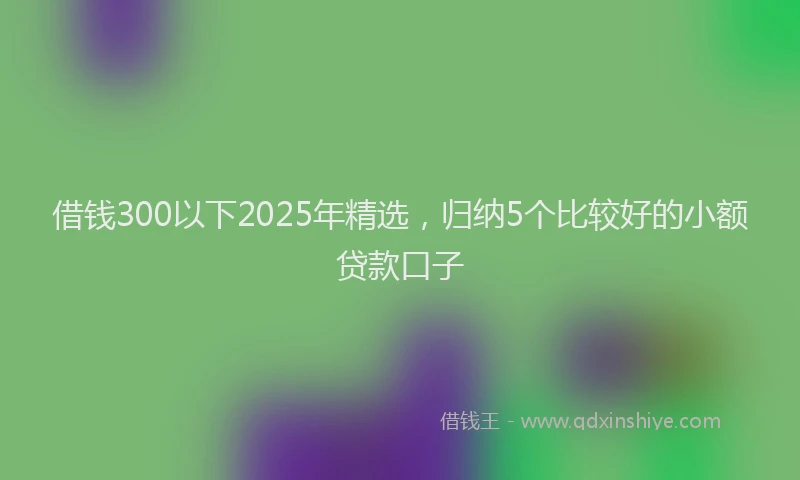 借钱300以下2025年精选，归纳5个比较好的小额贷款口子