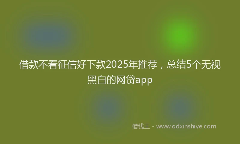 借款不看征信好下款2025年推荐，总结5个无视黑白的网贷app