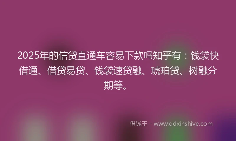 2025年的信贷直通车容易下款吗知乎有：钱袋快借通、借贷易贷、钱袋速贷融、琥珀贷、树融分期等。