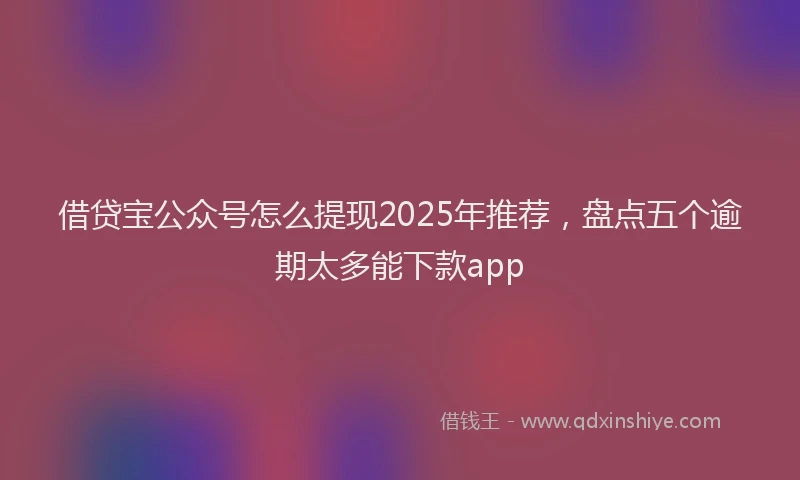 借贷宝公众号怎么提现2025年推荐，盘点五个逾期太多能下款app