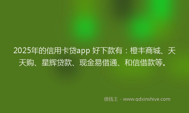2025年的信用卡贷app 好下款有：橙丰商城、天天购、星辉贷款、现金易借通、和信借款等。