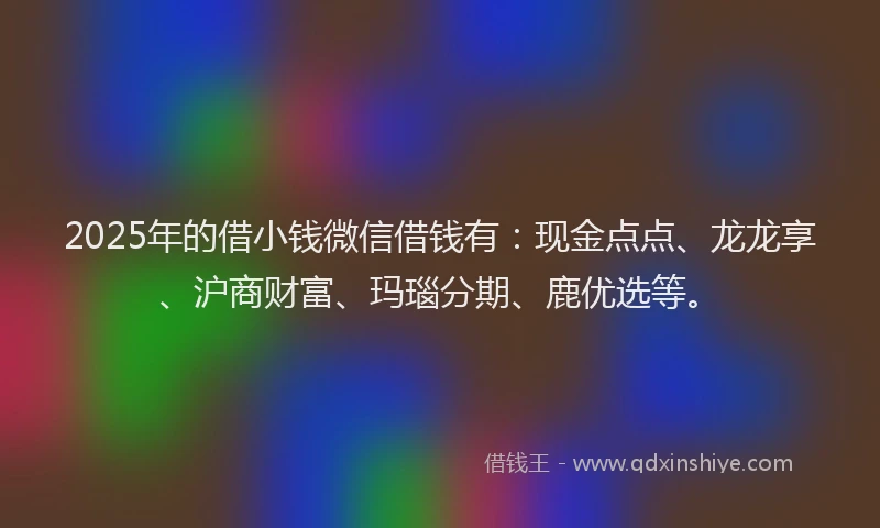 2025年的借小钱微信借钱有：现金点点、龙龙享、沪商财富、玛瑙分期、鹿优选等。