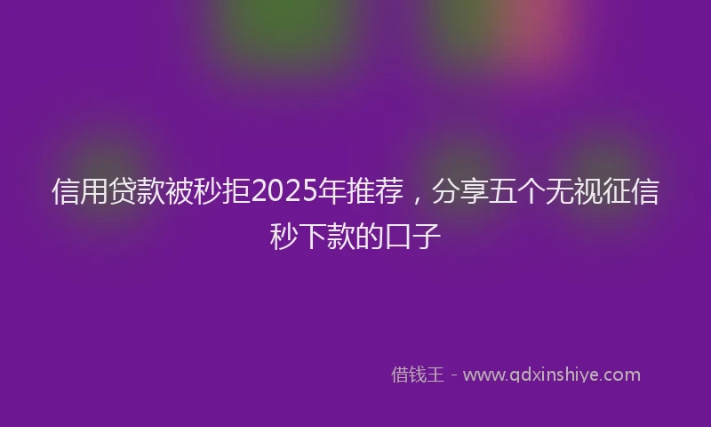 信用贷款被秒拒2025年推荐，分享五个无视征信秒下款的口子