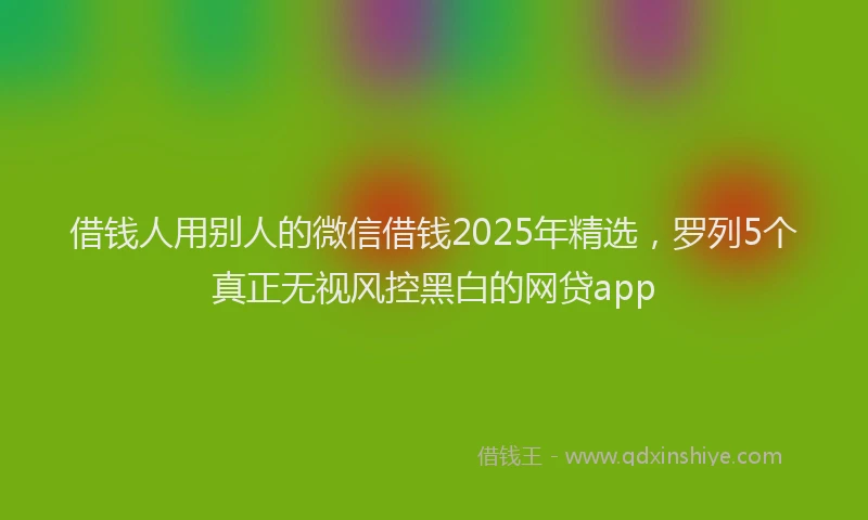 借钱人用别人的微信借钱2025年精选，罗列5个真正无视风控黑白的网贷app