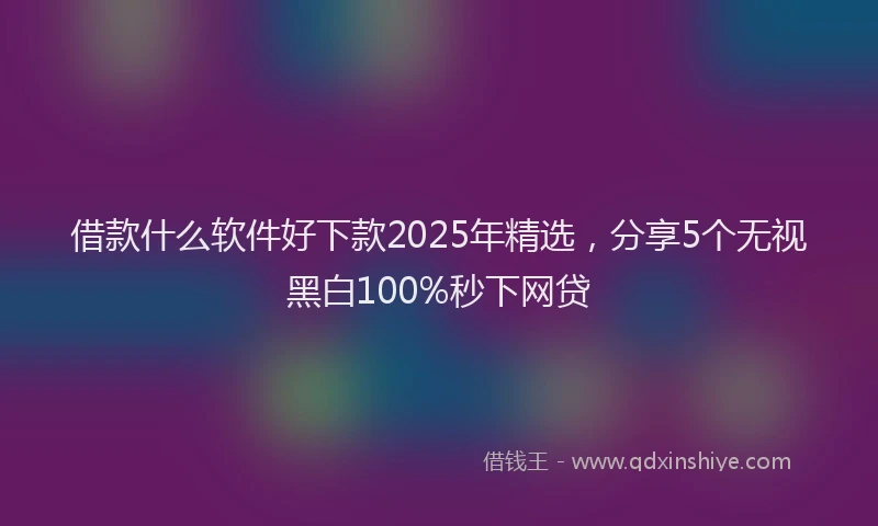 借款什么软件好下款2025年精选，分享5个无视黑白100%秒下网贷