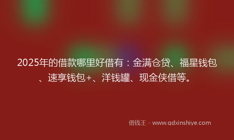 2025年的借款哪里好借有：金满仓贷、福星钱包、速享钱包+、洋钱罐、现金侠借等。
