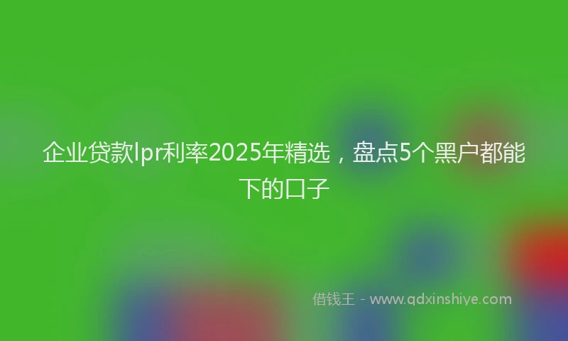 企业贷款lpr利率2025年精选，盘点5个黑户都能下的口子