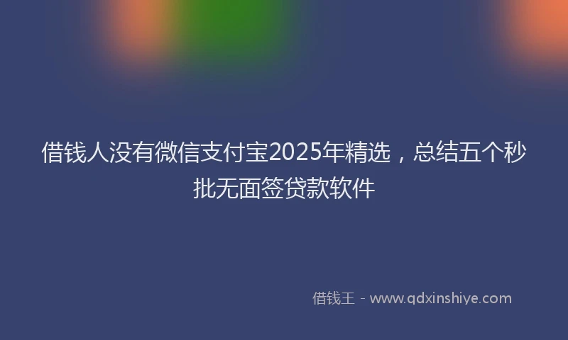 借钱人没有微信支付宝2025年精选，总结五个秒批无面签贷款软件