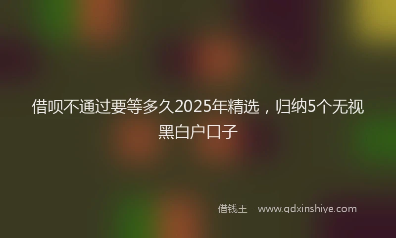 借呗不通过要等多久2025年精选，归纳5个无视黑白户口子