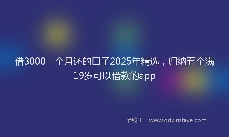 借3000一个月还的口子2025年精选，归纳五个满19岁可以借款的app