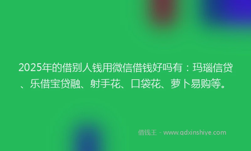 2025年的借别人钱用微信借钱好吗有：玛瑙信贷、乐借宝贷融、射手花、口袋花、萝卜易购等。