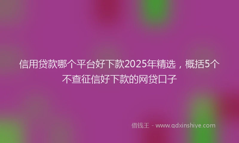 信用贷款哪个平台好下款2025年精选，概括5个不查征信好下款的网贷口子