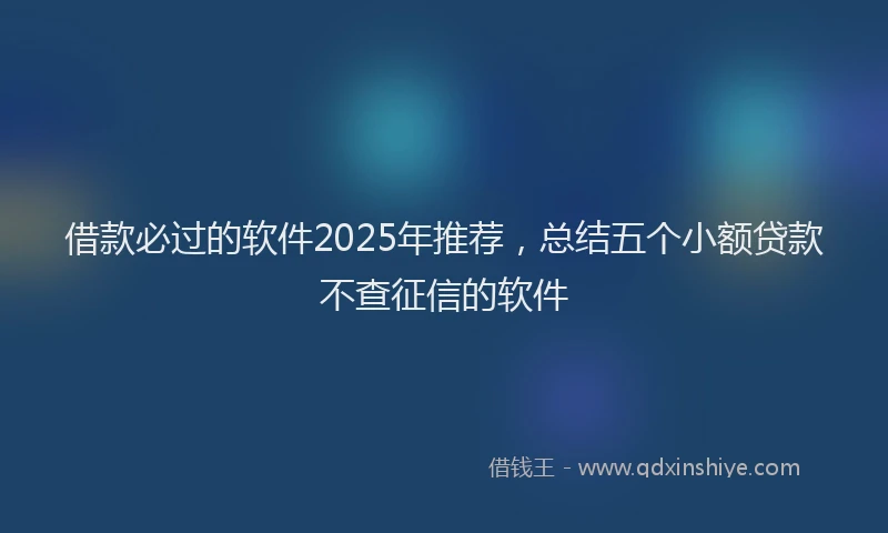 借款必过的软件2025年推荐，总结五个小额贷款不查征信的软件