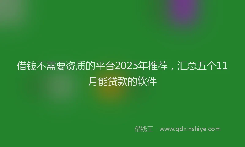 借钱不需要资质的平台2025年推荐，汇总五个11月能贷款的软件