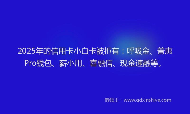 2025年的信用卡小白卡被拒有：呼吸金、普惠Pro钱包、薪小用、喜融信、现金速融等。