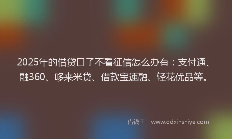 2025年的借贷口子不看征信怎么办有：支付通、融360、哆来米贷、借款宝速融、轻花优品等。