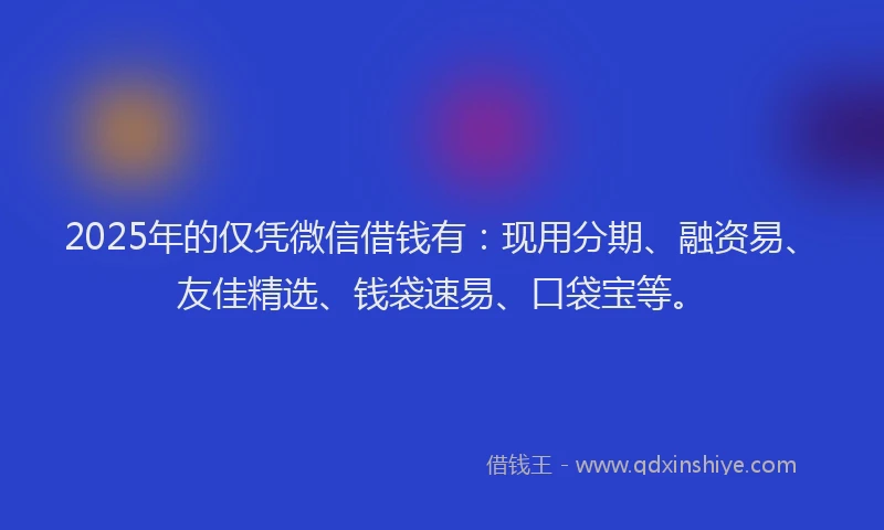 2025年的仅凭微信借钱有：现用分期、融资易、友佳精选、钱袋速易、口袋宝等。