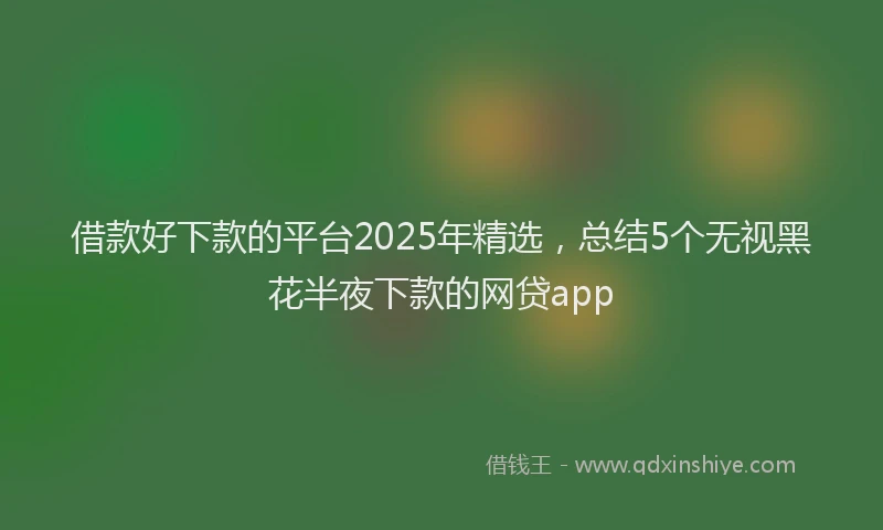 借款好下款的平台2025年精选，总结5个无视黑花半夜下款的网贷app
