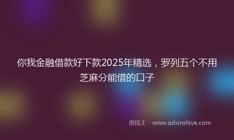 你我金融借款好下款2025年精选，罗列五个不用芝麻分能借的口子