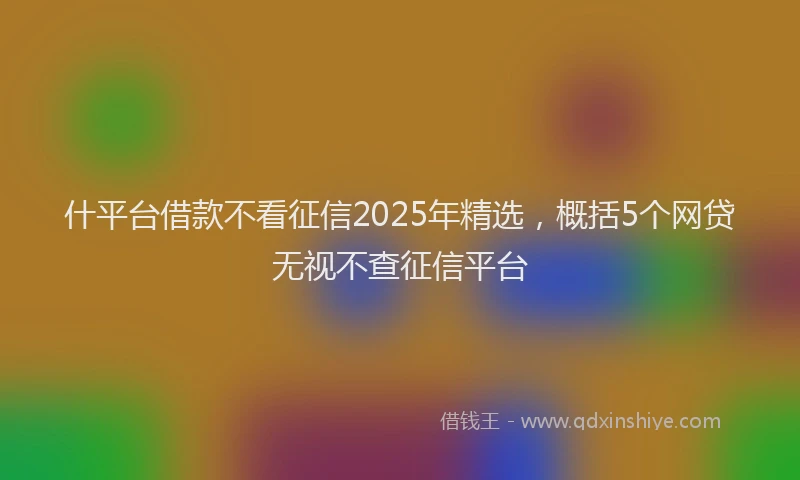 什平台借款不看征信2025年精选，概括5个网贷无视不查征信平台