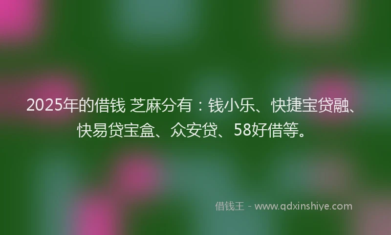 2025年的借钱 芝麻分有：钱小乐、快捷宝贷融、快易贷宝盒、众安贷、58好借等。