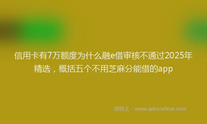 信用卡有7万额度为什么融e借审核不通过2025年精选，概括五个不用芝麻分能借的app