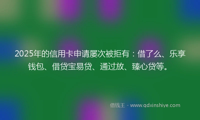 2025年的信用卡申请屡次被拒有：借了么、乐享钱包、借贷宝易贷、通过放、臻心贷等。