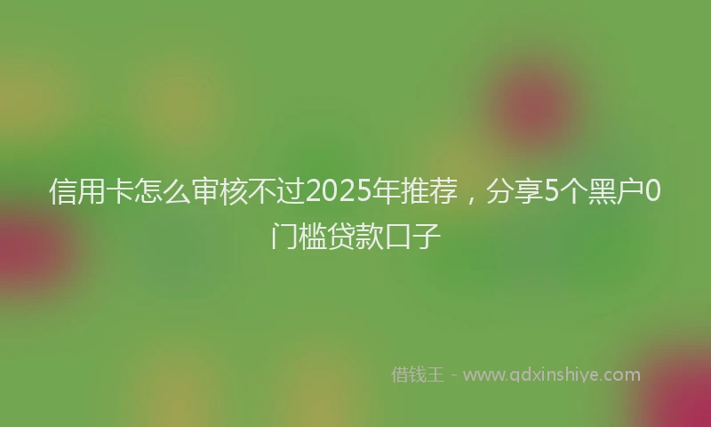 信用卡怎么审核不过2025年推荐，分享5个黑户0门槛贷款口子