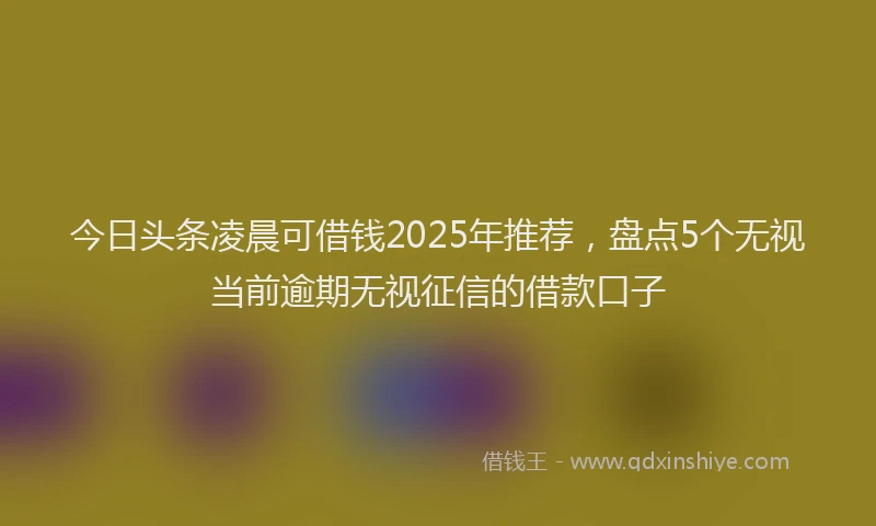 今日头条凌晨可借钱2025年推荐，盘点5个无视当前逾期无视征信的借款口子
