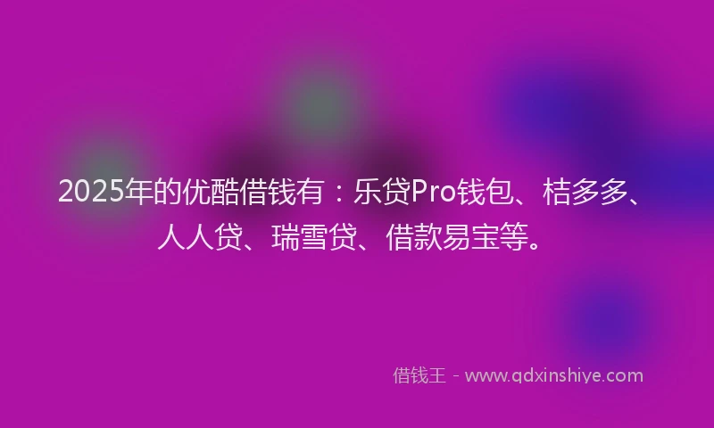 2025年的优酷借钱有：乐贷Pro钱包、桔多多、人人贷、瑞雪贷、借款易宝等。