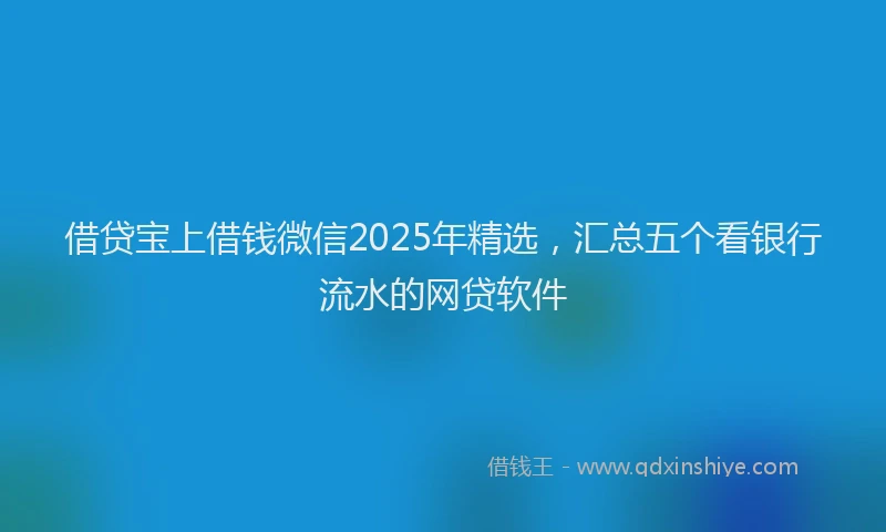 借贷宝上借钱微信2025年精选，汇总五个看银行流水的网贷软件