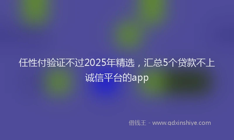 任性付验证不过2025年精选，汇总5个贷款不上诚信平台的app