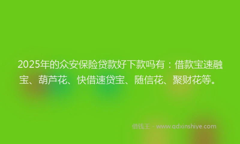 2025年的众安保险贷款好下款吗有：借款宝速融宝、葫芦花、快借速贷宝、随信花、聚财花等。