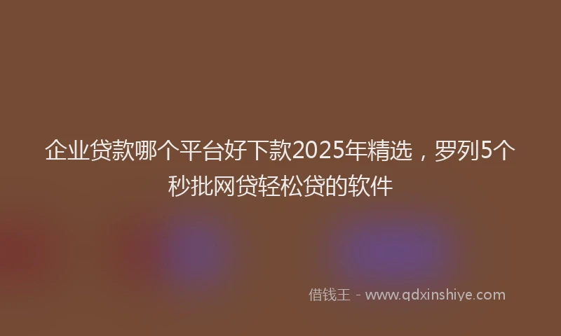 企业贷款哪个平台好下款2025年精选，罗列5个秒批网贷轻松贷的软件