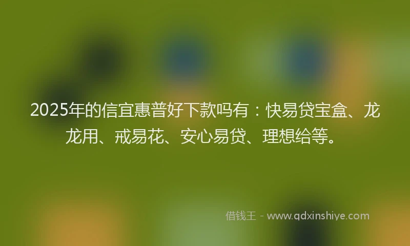 2025年的信宜惠普好下款吗有：快易贷宝盒、龙龙用、戒易花、安心易贷、理想给等。