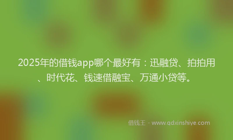 2025年的借钱app哪个最好有：迅融贷、拍拍用、时代花、钱速借融宝、万通小贷等。
