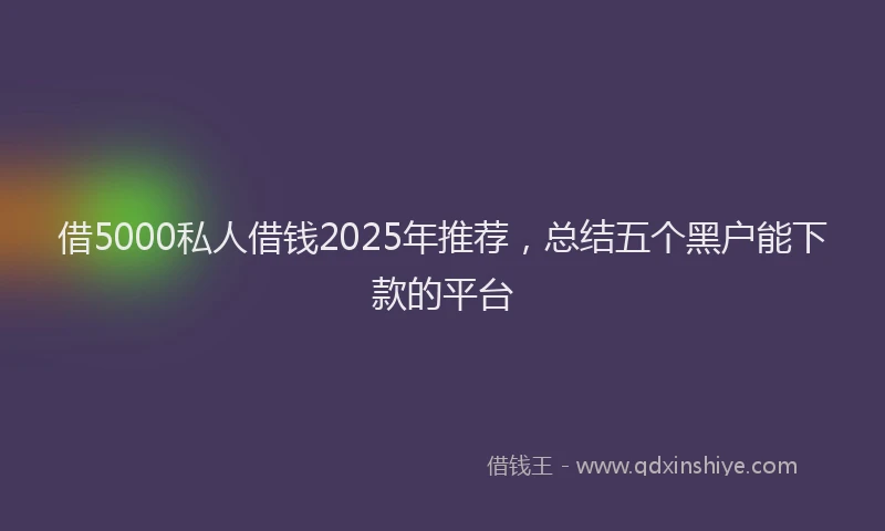 借5000私人借钱2025年推荐，总结五个黑户能下款的平台