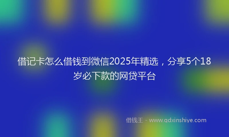 借记卡怎么借钱到微信2025年精选，分享5个18岁必下款的网贷平台