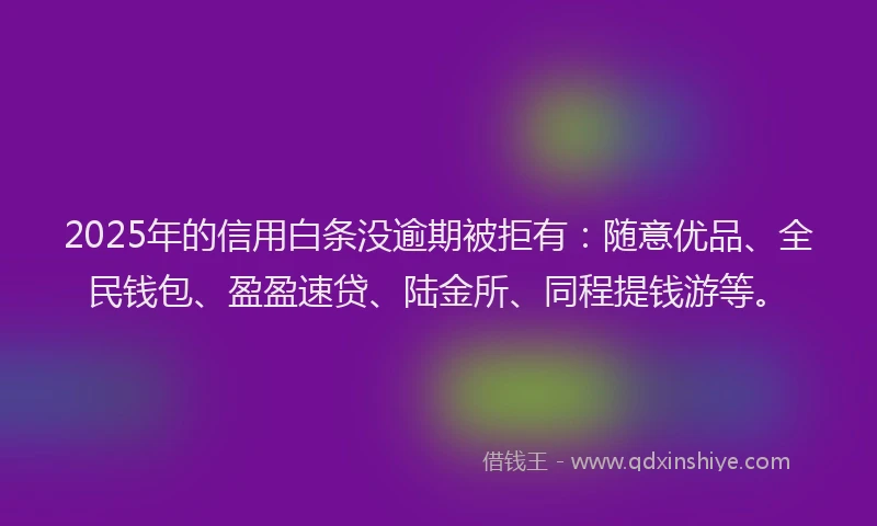 2025年的信用白条没逾期被拒有：随意优品、全民钱包、盈盈速贷、陆金所、同程提钱游等。