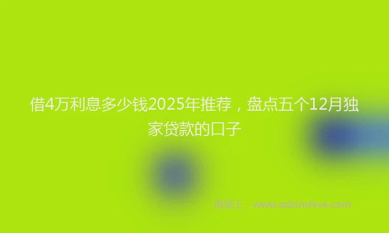 借4万利息多少钱2025年推荐，盘点五个12月独家贷款的口子