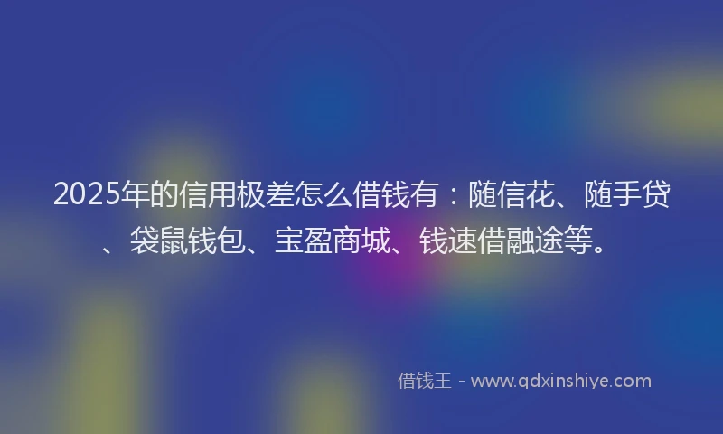 2025年的信用极差怎么借钱有：随信花、随手贷、袋鼠钱包、宝盈商城、钱速借融途等。
