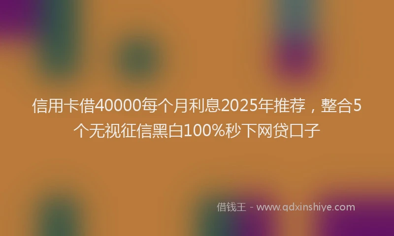 信用卡借40000每个月利息2025年推荐，整合5个无视征信黑白100%秒下网贷口子