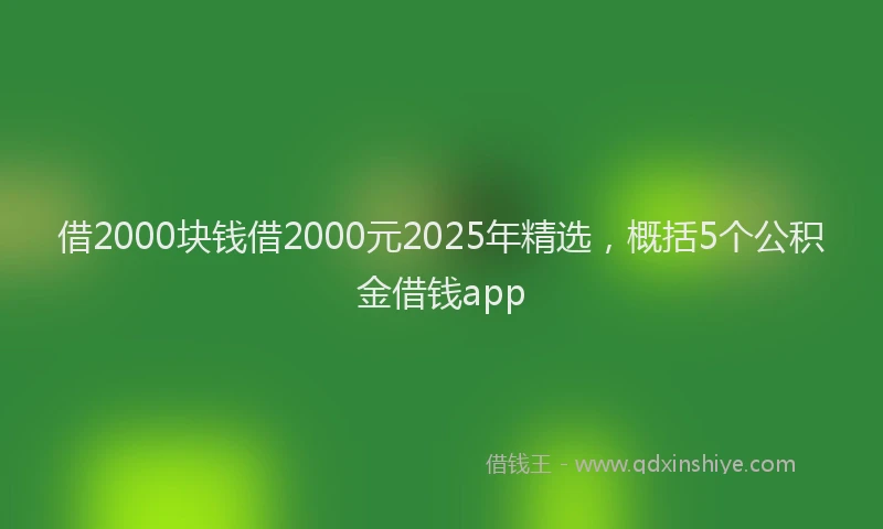 借2000块钱借2000元2025年精选，概括5个公积金借钱app