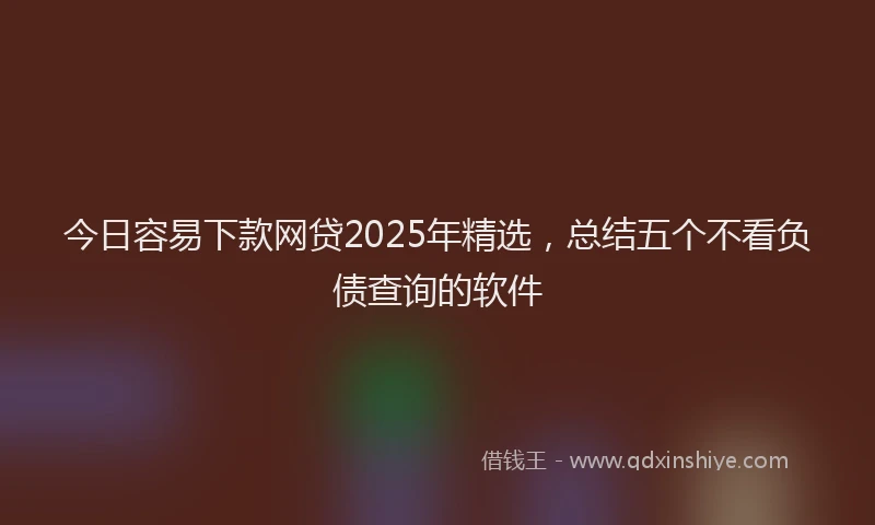 今日容易下款网贷2025年精选，总结五个不看负债查询的软件
