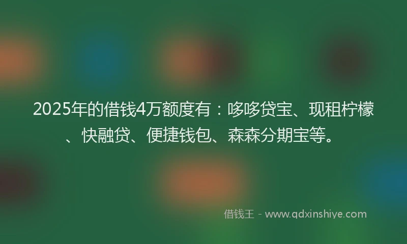 2025年的借钱4万额度有：哆哆贷宝、现租柠檬、快融贷、便捷钱包、森森分期宝等。