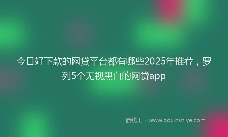 今日好下款的网贷平台都有哪些2025年推荐，罗列5个无视黑白的网贷app