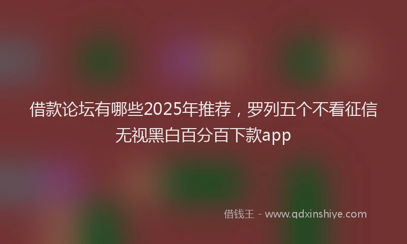 借款论坛有哪些2025年推荐，罗列五个不看征信无视黑白百分百下款app